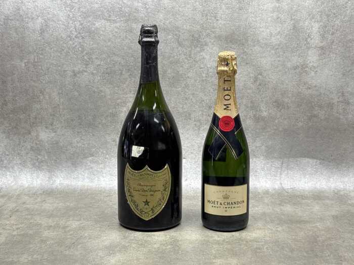 A Magnum of Dom Perignon and a Bottle of Moet Champagne