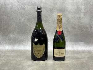 A Magnum of Dom Perignon and a Bottle of Moet Champagne