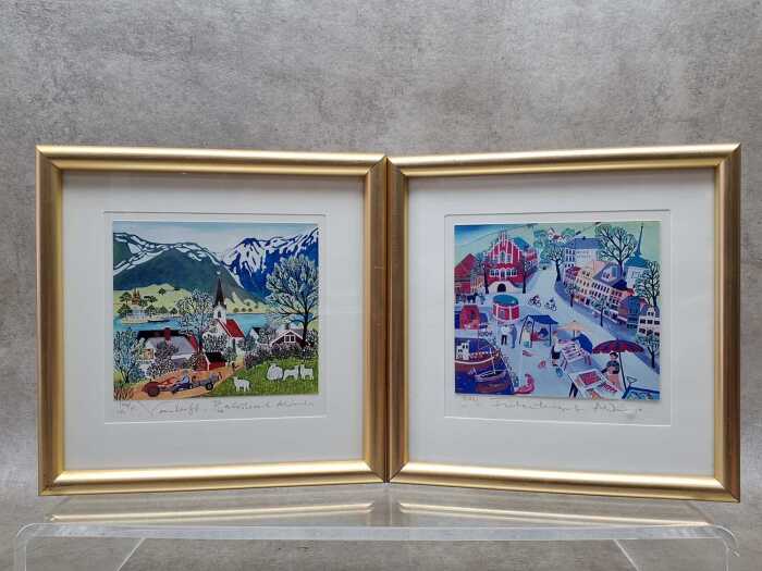 Arvid Norendal, Norweigan folk scenes (2). Pair of editioned prints on paper