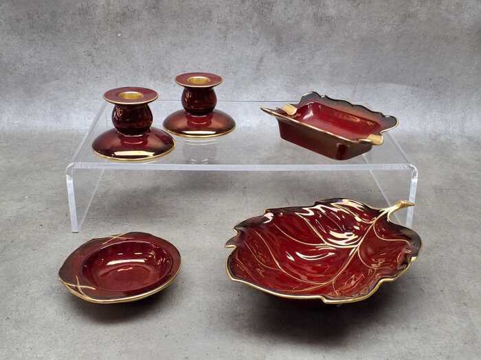 Five pieces of Carlton Ware Rouge Royal porcelain