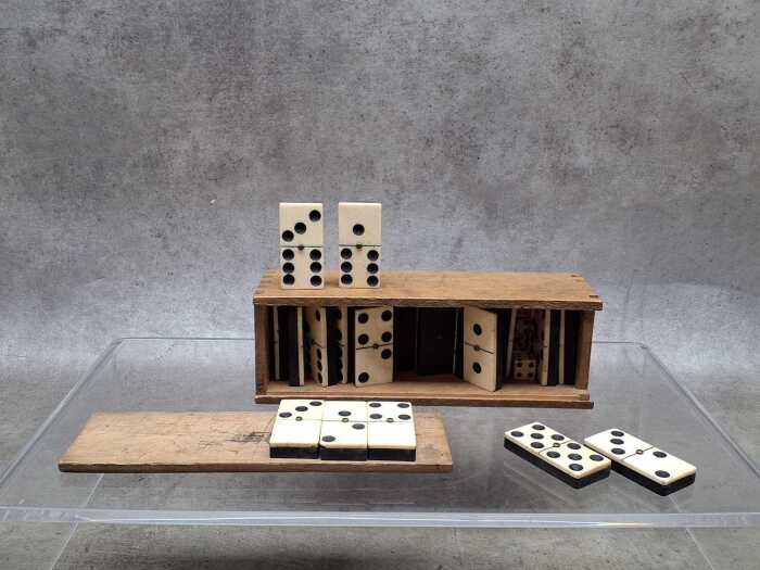 Antique set of bone and ebony dominoes