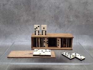 Antique set of bone and ebony dominoes