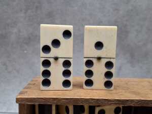 Antique set of bone and ebony dominoes - 3