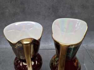 Five Crown Devon red and gilded porcelain pieces - 4