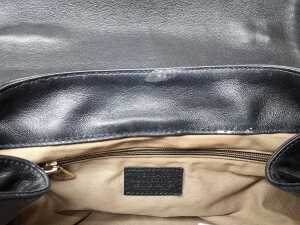 Designer-style black handbag with gold tone hardware and bag scarfe - 4