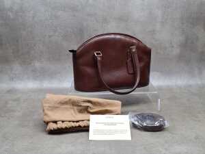Designer-style pebbled brown leather shoulder bag