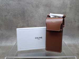 Designer-style brown leather phone/ sunglasses pouch