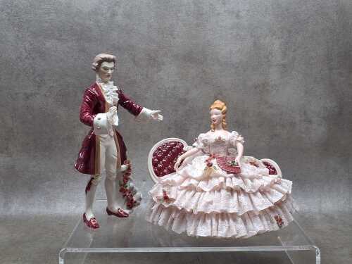 Two vintage Alberta's porcelain figures with lace detail