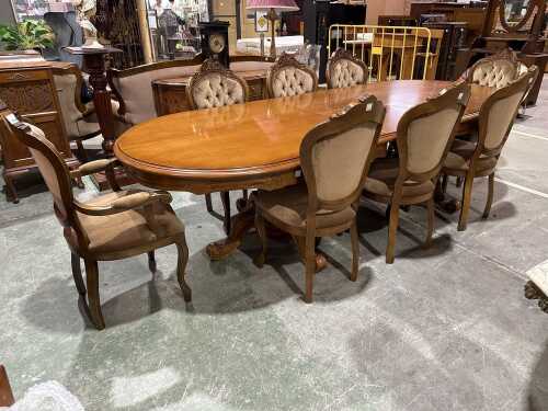 Baroque-style nine-piece dining suite