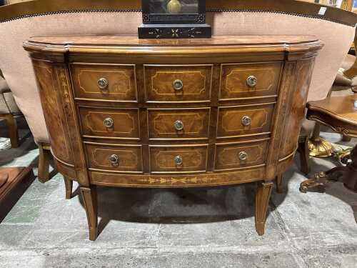 Walnut burl veneer hall table