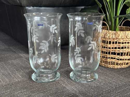 Pair of Villeroy & Boch 'Helium' hurricane glass vase.