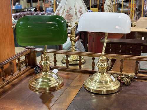 Two banker's lamps