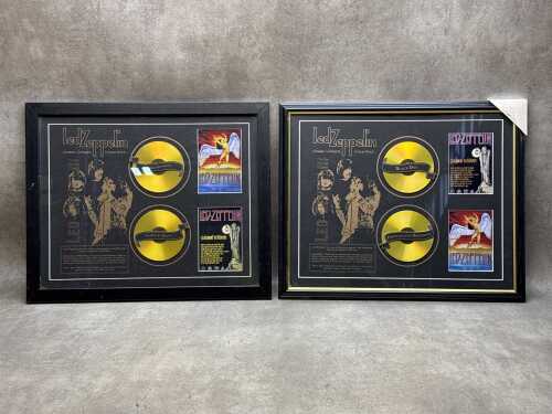 Two Led Zeppelin 'Unseen, Unheard, Unearthed...' framed memorabilia collages