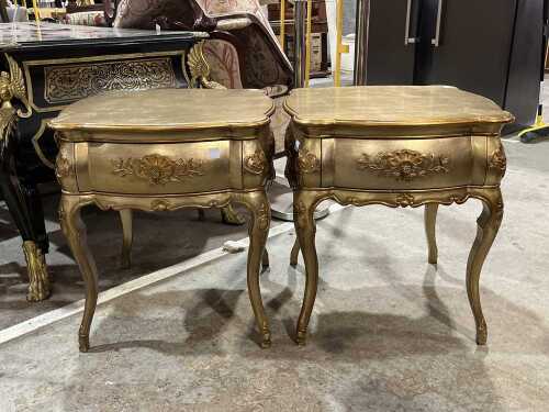 Pair of gold painted bedsides