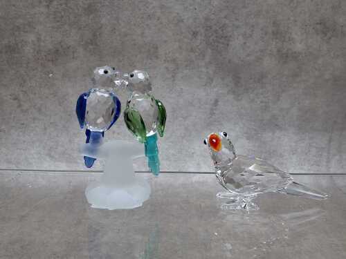 Two Swarovski Crystal Feathered Beauties bird figures