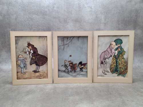 After Arthur Rackham, three mounted prints on paper