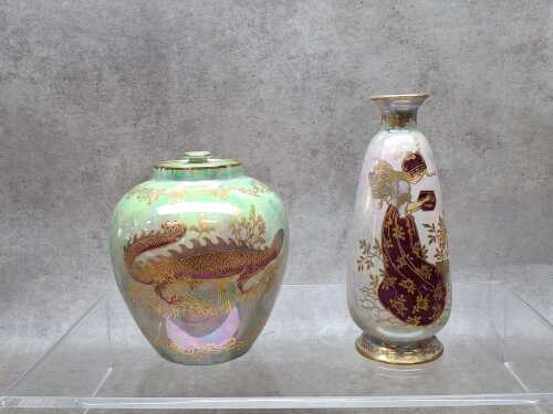 Two Crown Devon Lusterine porcelain pieces