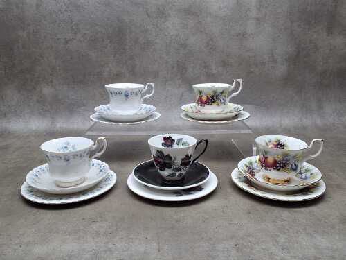 Five Royal Albert porcelain trios