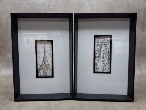 Artist unknown, Paris scenes (2). Pair of ink drawings on paper