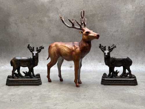 Three deer themed decorative items