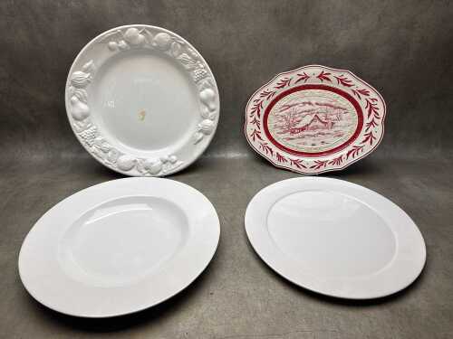 Four ceramic serving platters