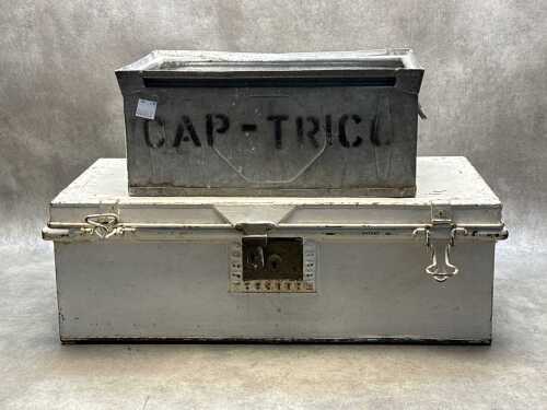 Two vintage rolled steel boxes