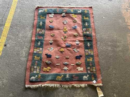 Vintage Iranian Gabbeh hand-woven wool kilim