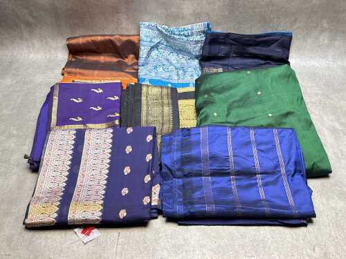 Lengths of silk fabric, assorted colours