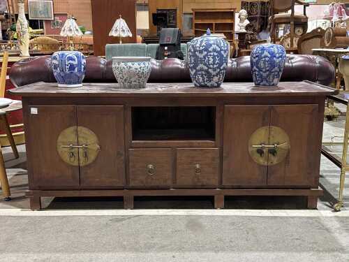Chinese vintage style timber entertainment unit