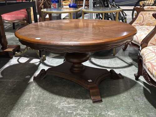 Timber pedestal coffee table