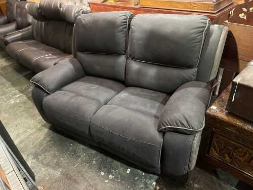 Grey two-seater manual recliner sofa