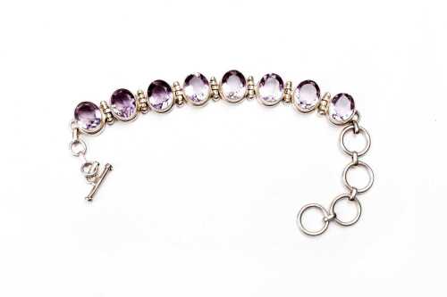 An amethyst bracelet in sterling silver