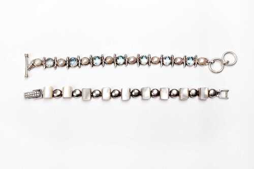 Two gemstone bracelets in sterling silver