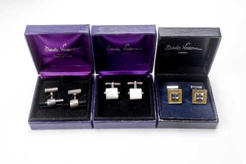 Three sets of Babette Wasserman, London cufflinks