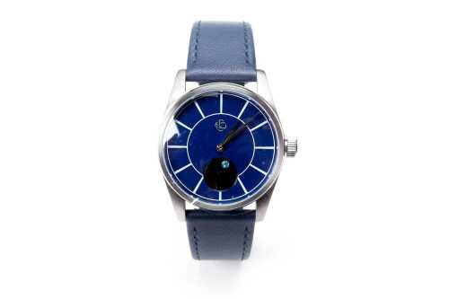 A HZ.03 blue marble titanium watch.