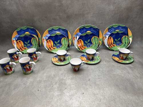 Sango 'Cafe Paris' porcelain dinner setting for four