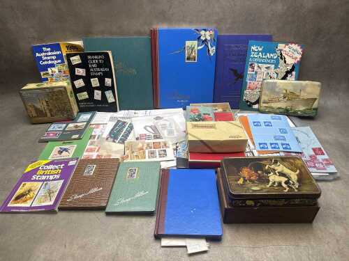 Collection of World stamp in tins and boxes