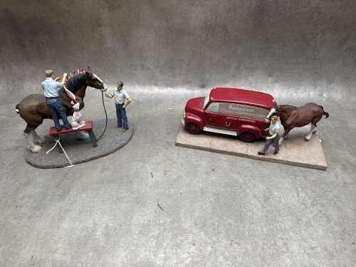 Pair of Anheuser-Busch Clydesdale Collection resin figures