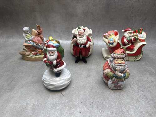 Five Christmas ceramic figures