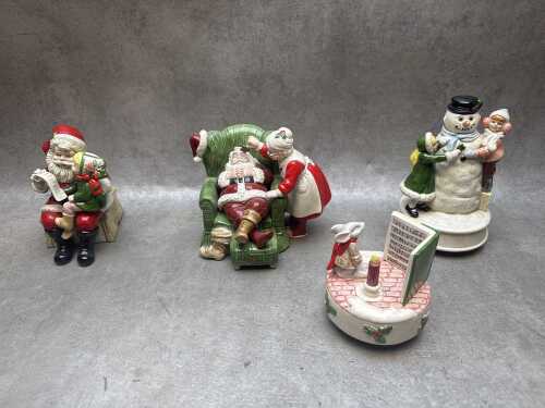 Four Christmas Japanese ceramic musical figures