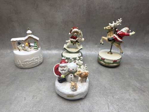 Four Christmas Japanese ceramic musical figures