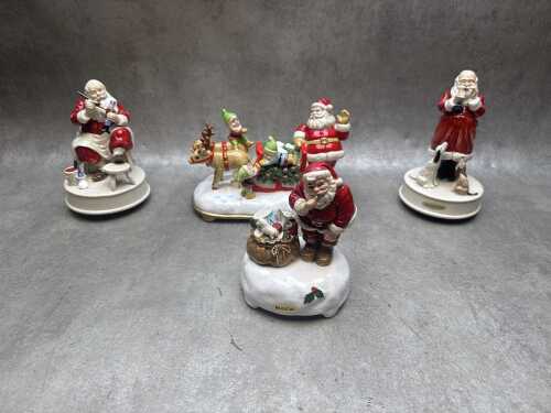 Four Christmas Japanese ceramic musical figures