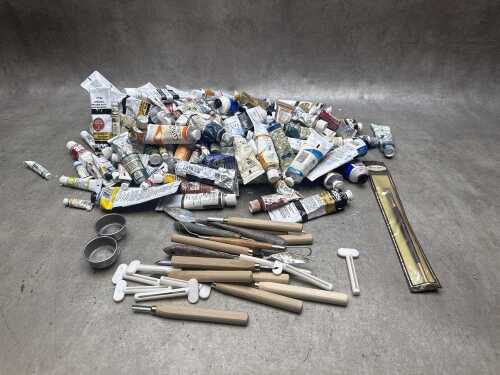 Artist paints and tools