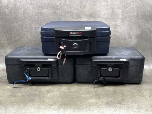 Three fireproof lock boxes
