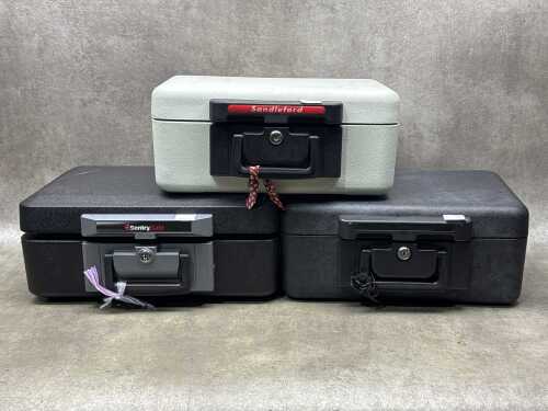 Three fireproof boxes
