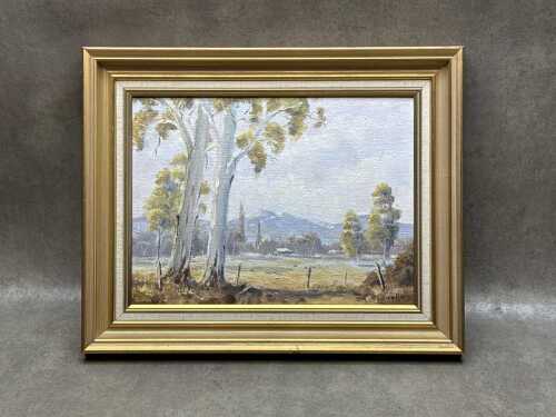 P. Jolson, (Australian landscape), acrylic painting on board