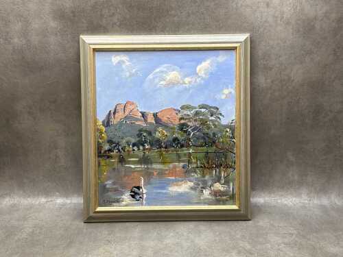 Grahame MacIntosh, Grampian Reflections. Acrylic painting on board