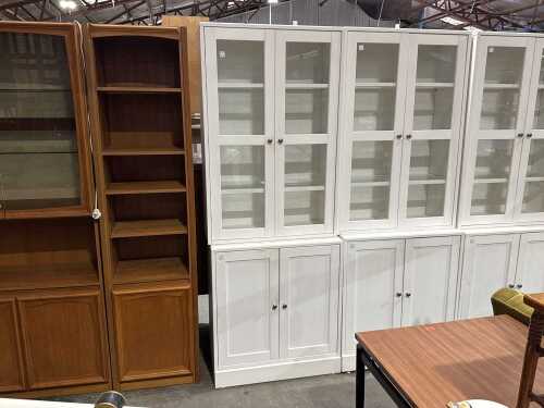 Two-Piece timber display cabinet in white (left)