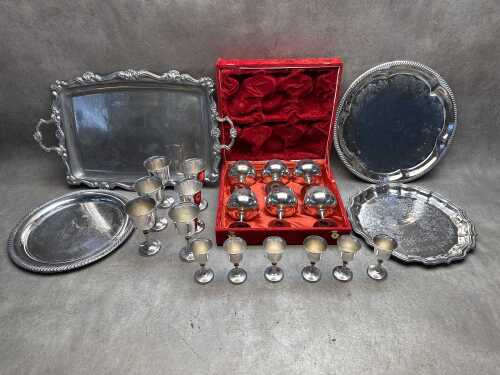 Silver plated stemware and trays