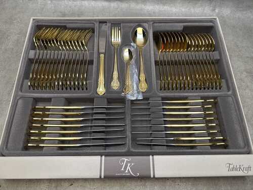TableKraft 'Renaissance' gold plated cutlery setting for eight